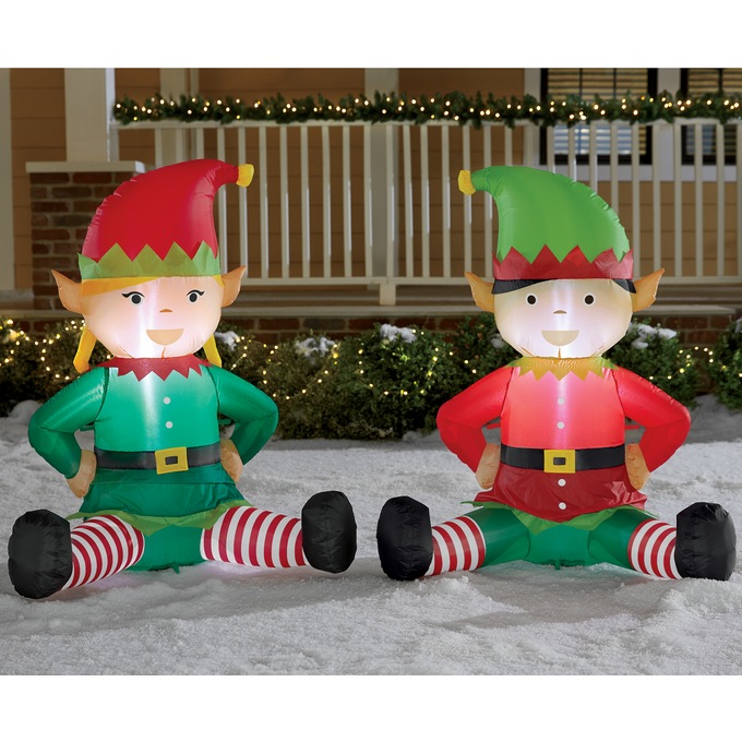 Set of 2 Elf Inflatables, , large