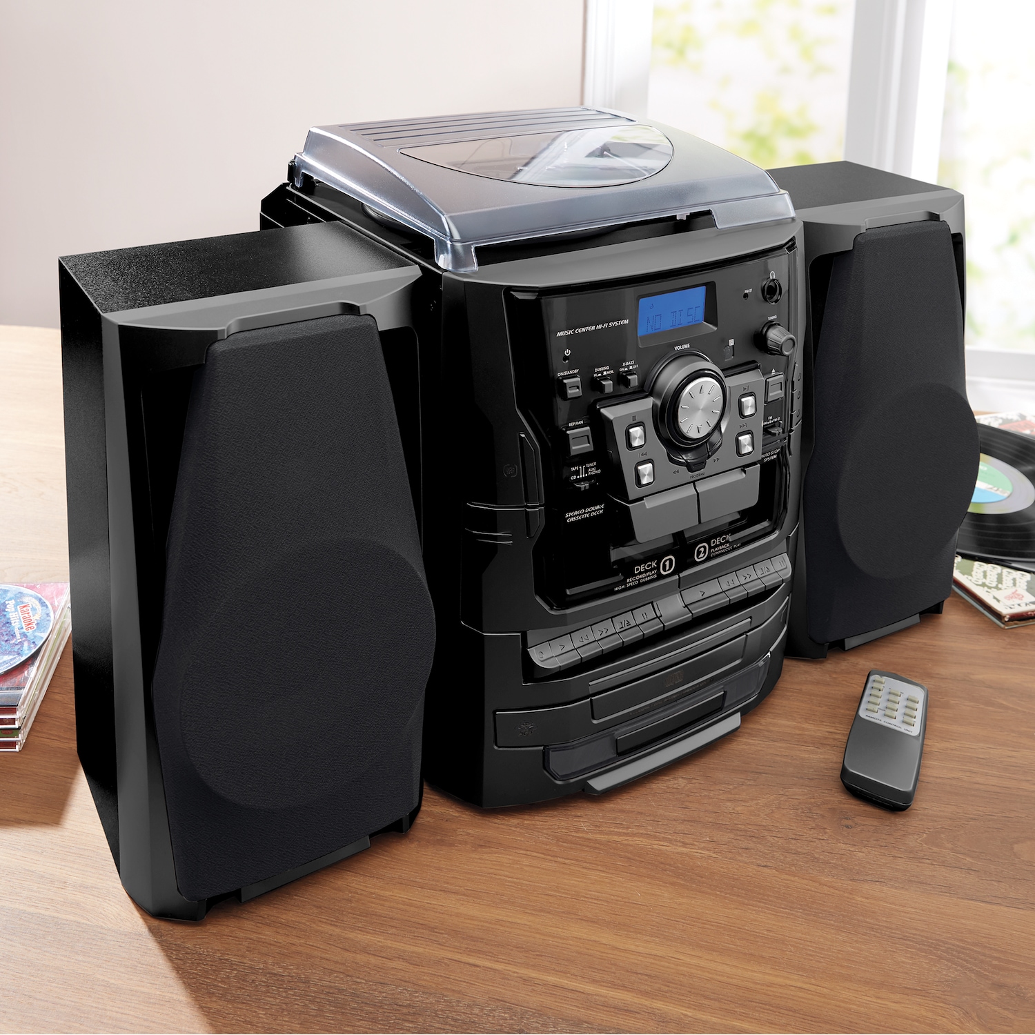 6-in-1 Music System with Deluxe Turntable, iPod/MP3, AM/FM, CD