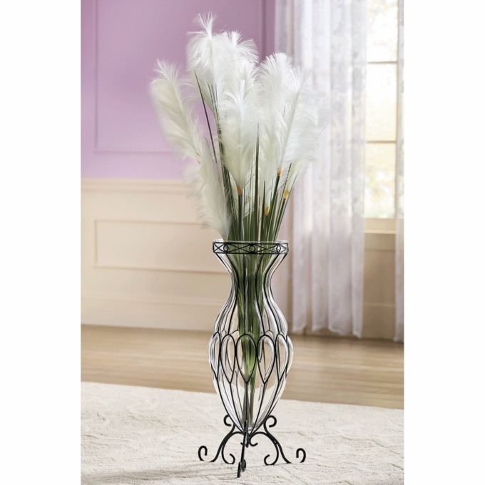 Glass Floor Vase with Stand, , large