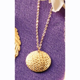 10K Gold Round Diamond-Cut Pendant, , large