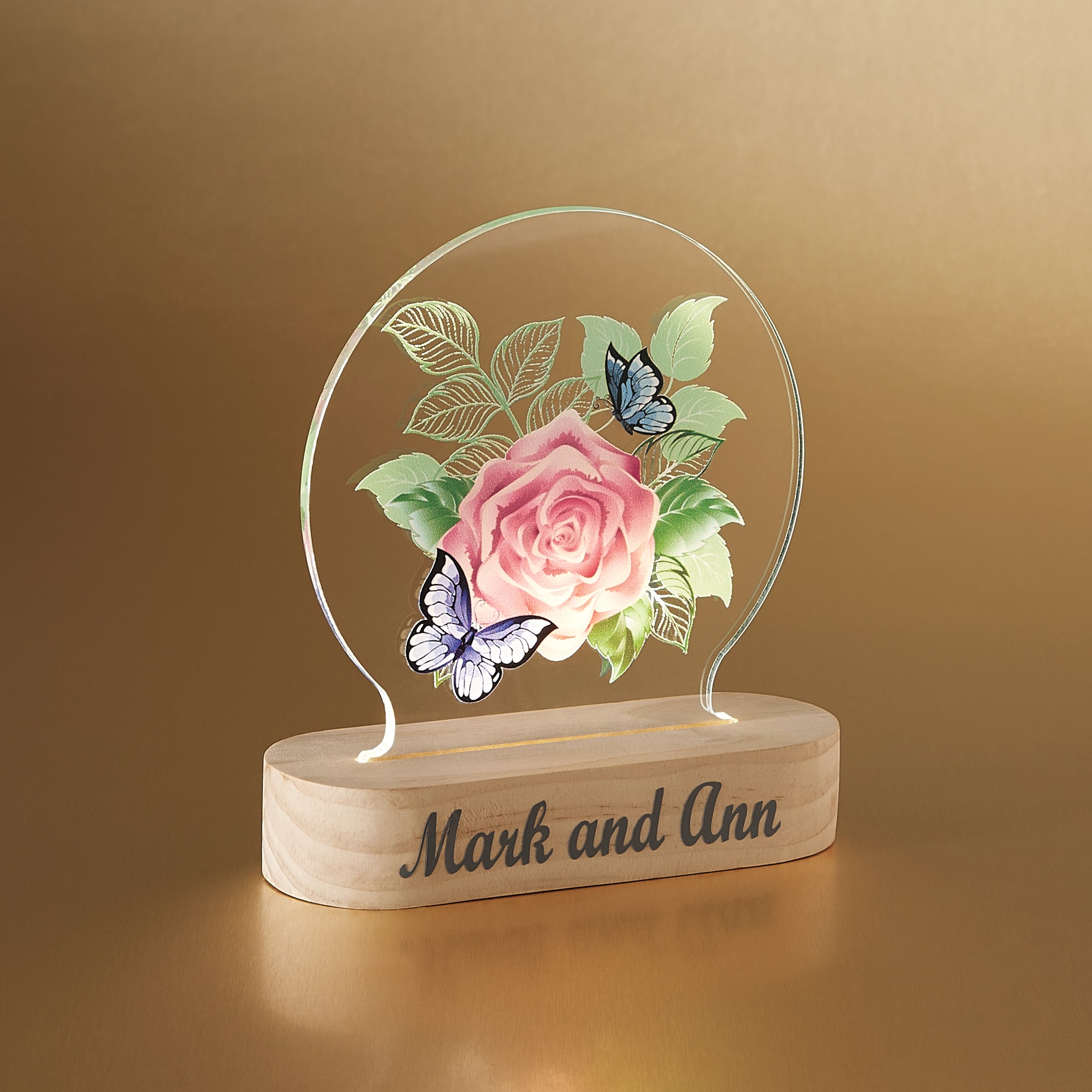 Lit Butterfly Rose Display, , large