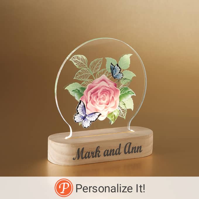 Lit Butterfly Rose Display, , large