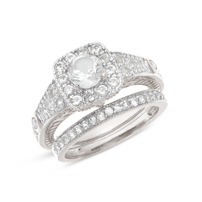 White Topaz Princess Bridal Set, , large