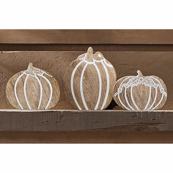 Set of 3 Carved-Wood Seasonal Décor, , large