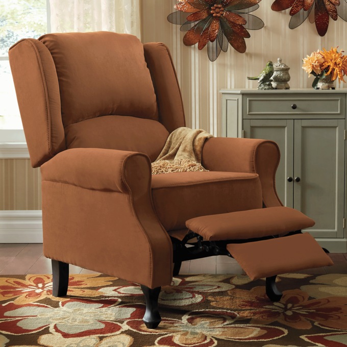 Microfiber Wingback Recliner, , large