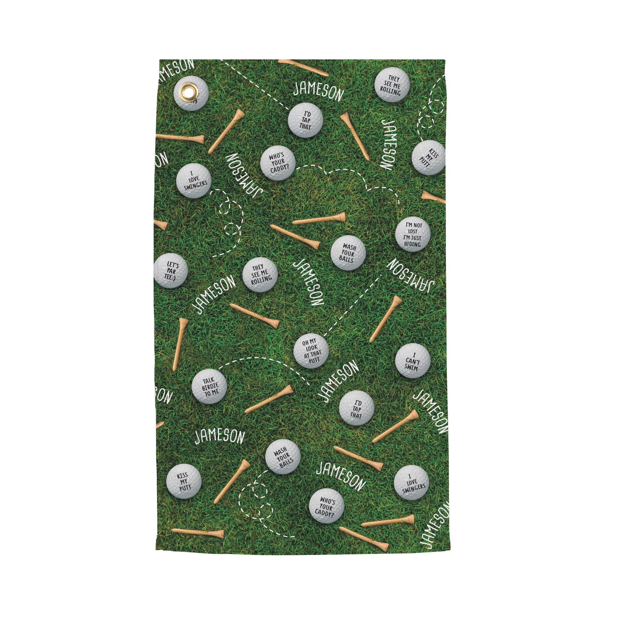 Personalized Punny Putting Green Golf Towel, , large