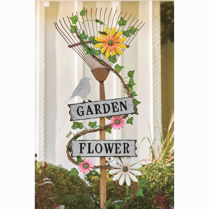 Metal Rake Yard Stake, Multi, large