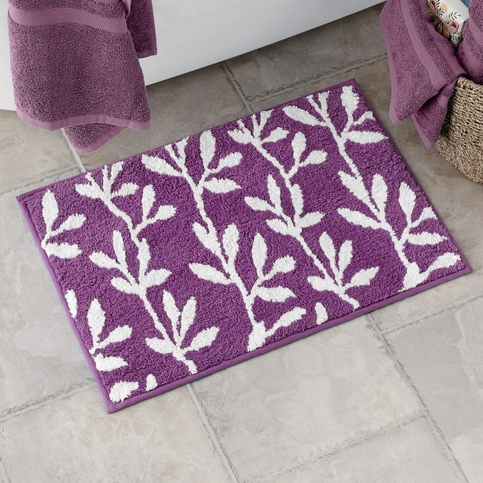 Serene Leaf Bath Mat, , large