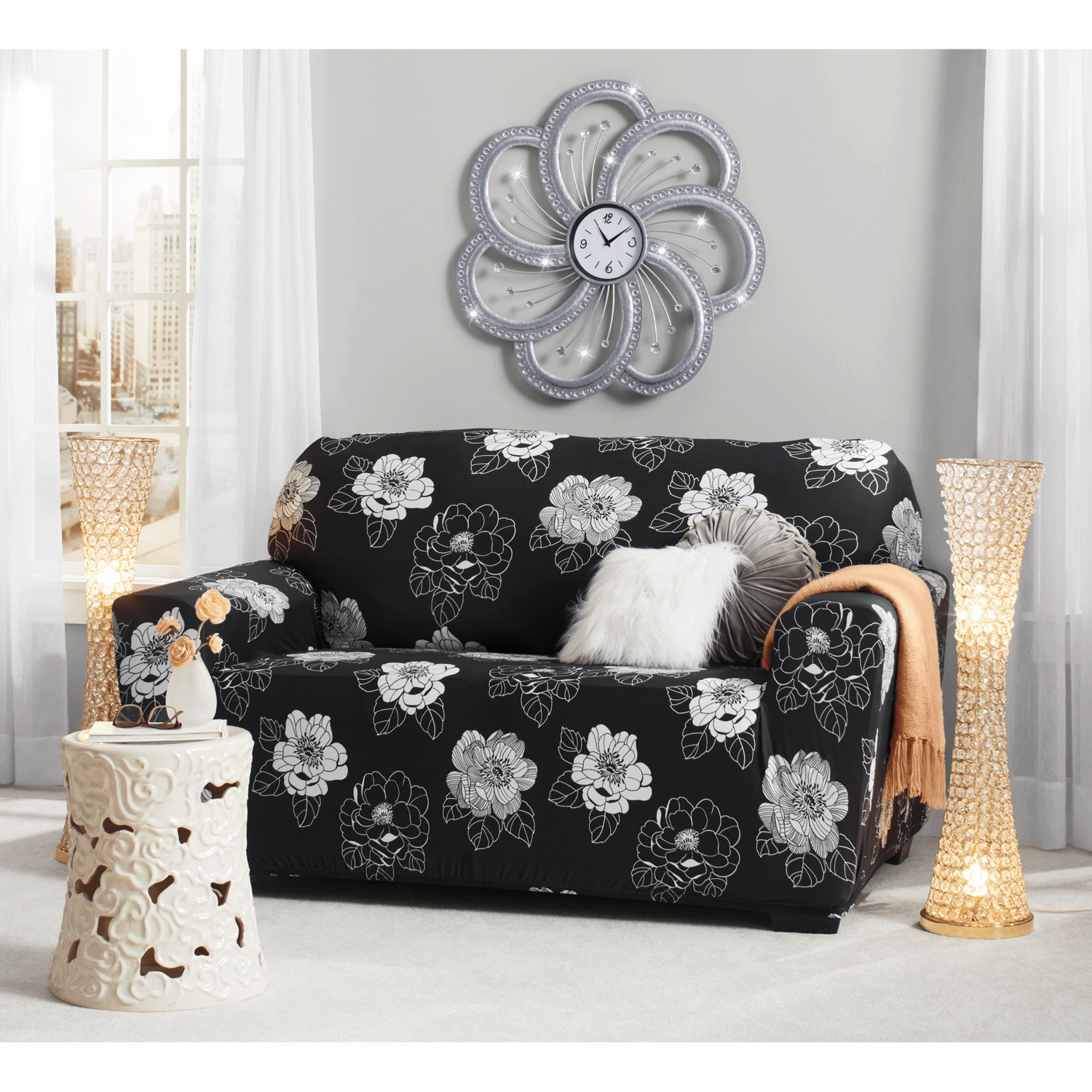Gem Sparkle Flower Wall Clock | Seventh Avenue