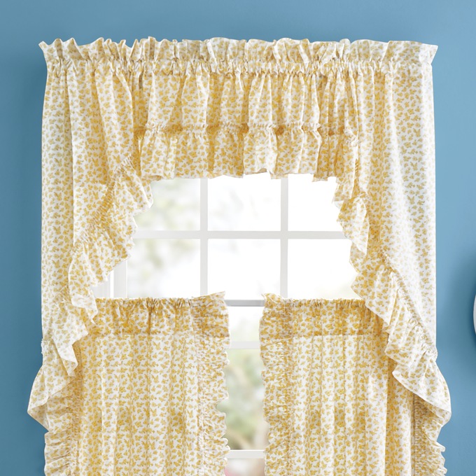 Mayfair Romantic Ruffled Semi-Sheer Swag Pair, , large