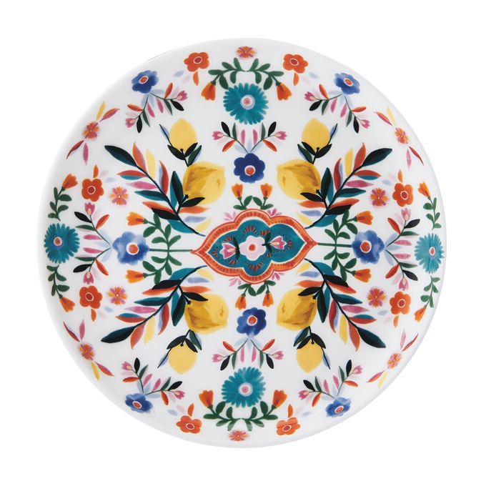 Set of 4 Mikasa Painted Medallion Appetizer Plates, , large