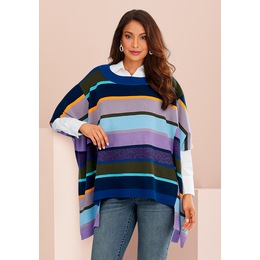 Fall in Central Park Sweater Poncho, Imperial Purple, large