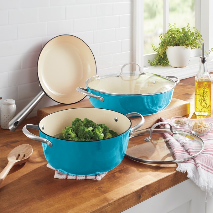5-Piece Enameled Cast Iron Cookware Set, , large