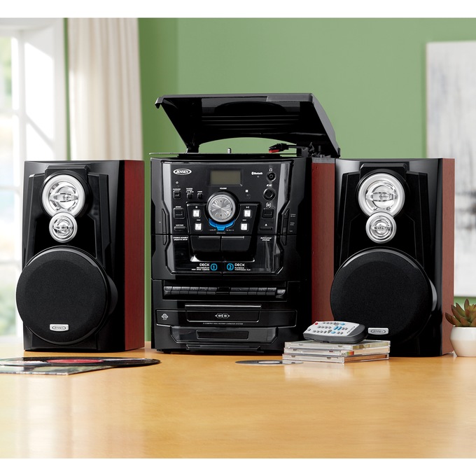 Music System with 3Speed Turntable, Bluetooth, CD and Cassette by