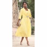 Elegant Fit-and-Flare Sparkling Jacket  Dress with 3/4 Sleeve, Yellow, large