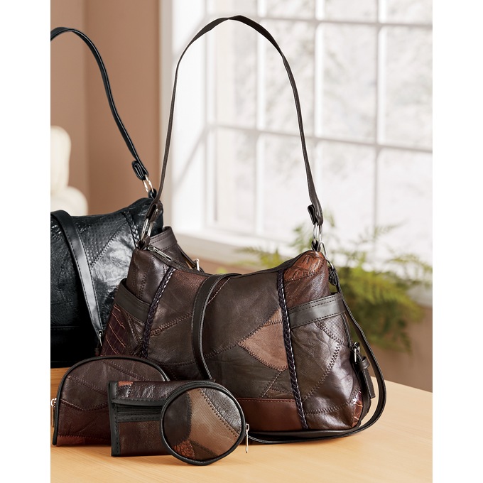 4-Piece Leather Handbag Set, , large