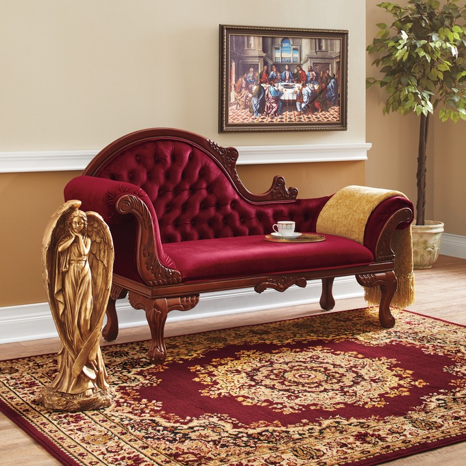 4-Piece Plush Floral Kirman Rug Set with Runner and Mats, Burgundy, large