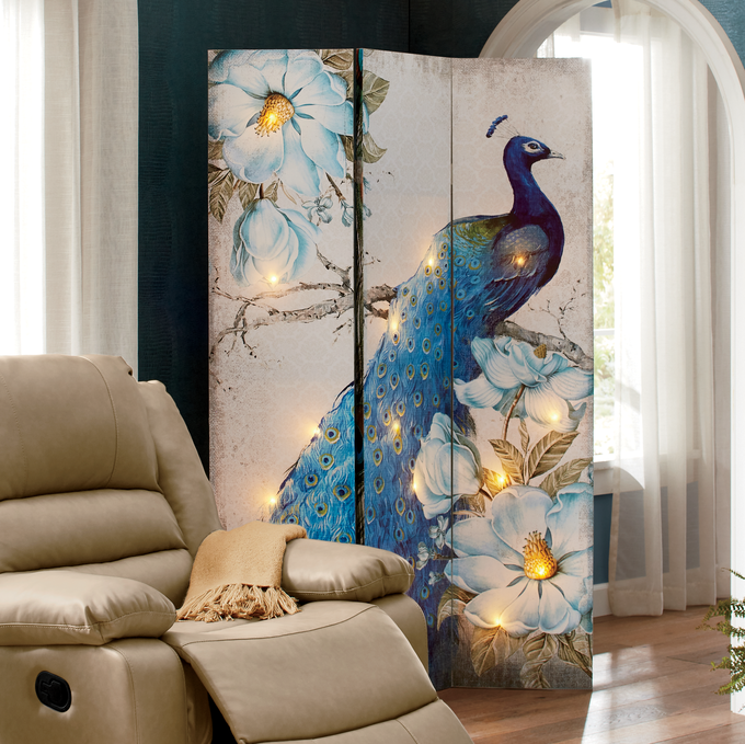 Lit Peacock Room Screen, , large
