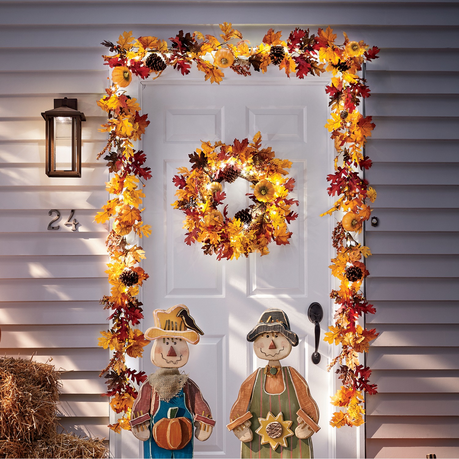 Lit Fall Wreath Seventh Avenue