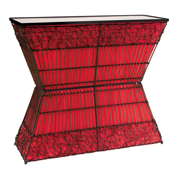 Zain Lighted Rattan Console Table, , large