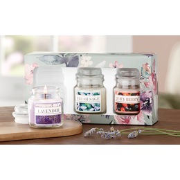 3-Piece Fresh Fragrance Small Jar Candle Set, , large