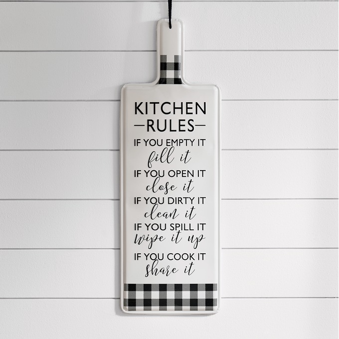Enamel Kitchen Rules Wall Art, , large