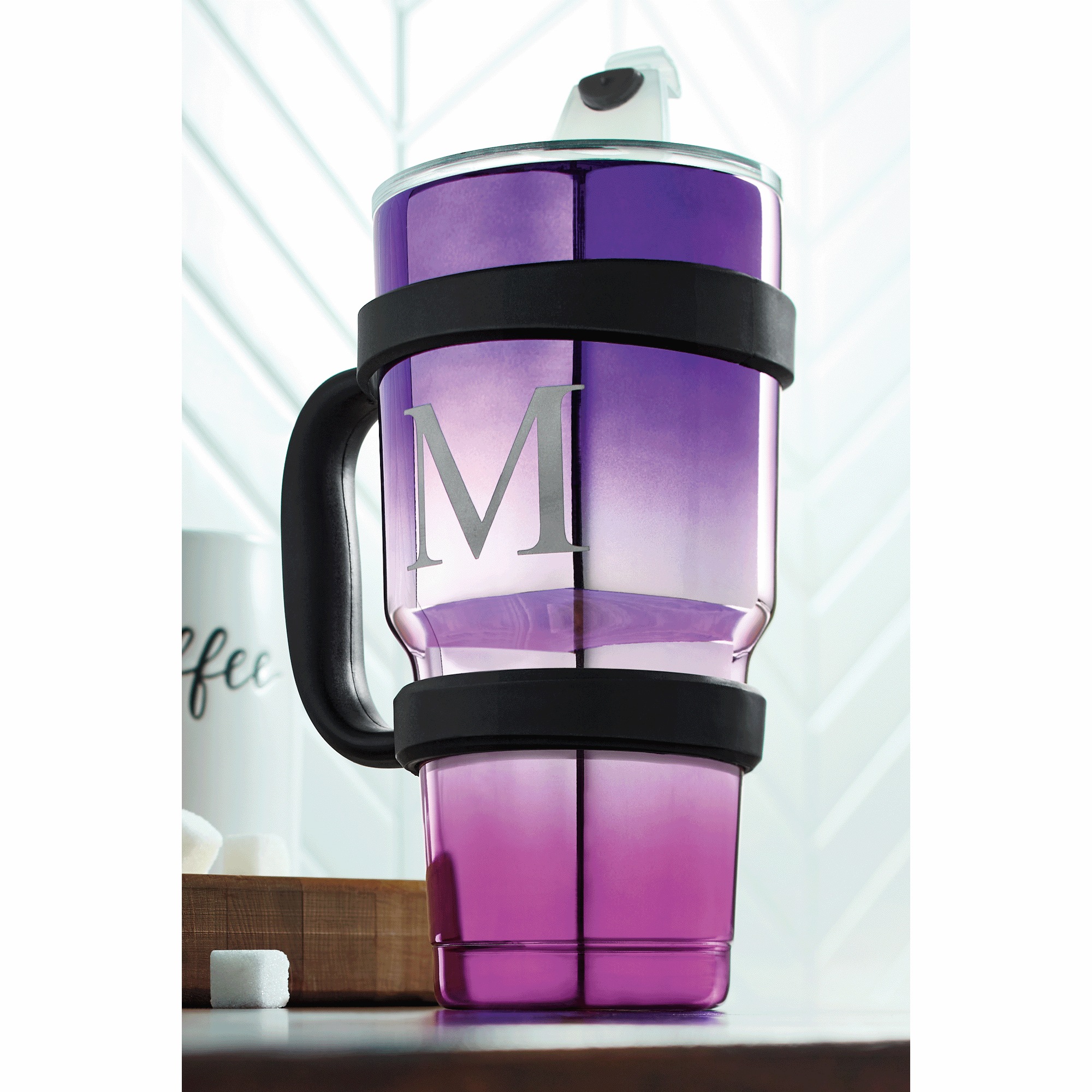Double-Wall Travel Mug, Purple Ombre, large