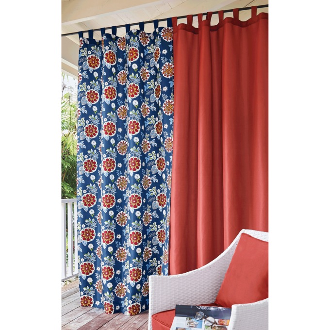 Curtain Panel, Navy Floral, large