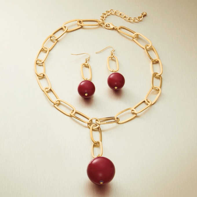 Ball Link Necklace and Earring Set, , large