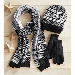 3-Piece Snowflake Hat, Scarf and Gloves Set, , large