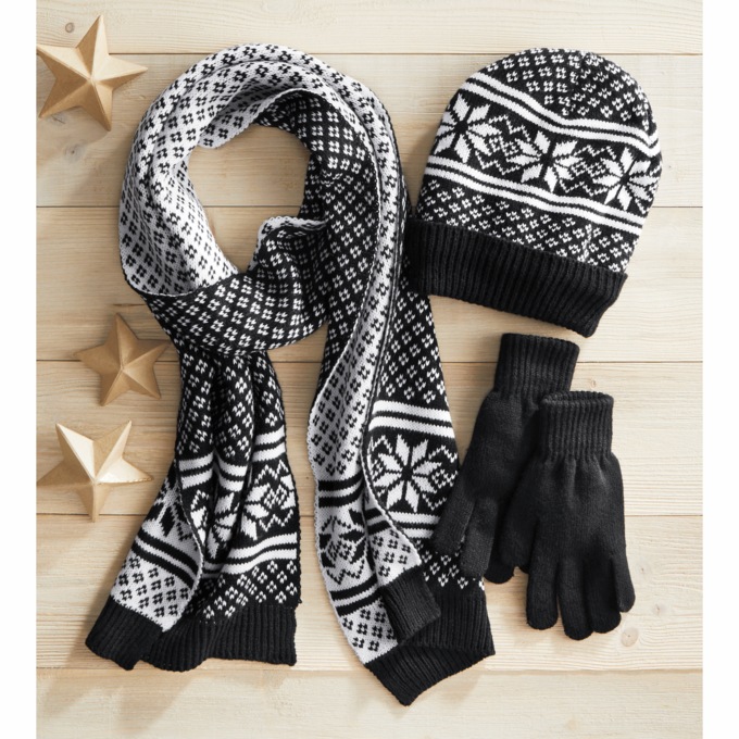 3-Piece Snowflake Hat, Scarf and Gloves Set, , large