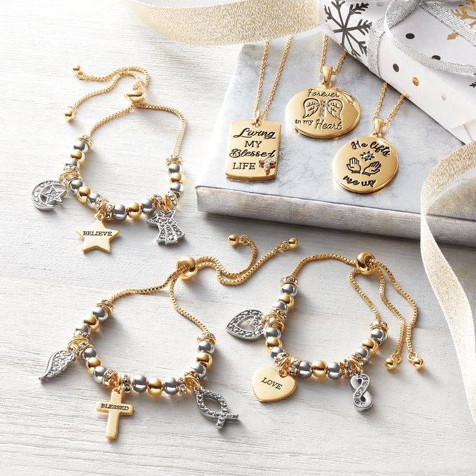 Faith Message Two-Tone Adjustable Bead Bracelet, , large