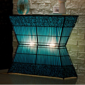Zain Lighted Rattan Console Table, , large