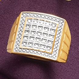 Diamond Men&#39;s Block Ring, , large