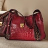 M.C. Handbags Kayden Croco Leather Satchel, , large