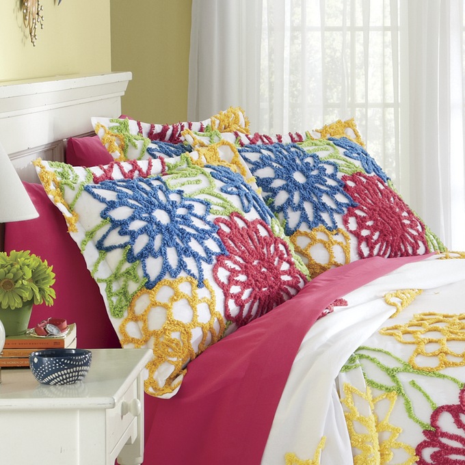 Summer Garden Chenille Bedspread and Sham Seventh Avenue