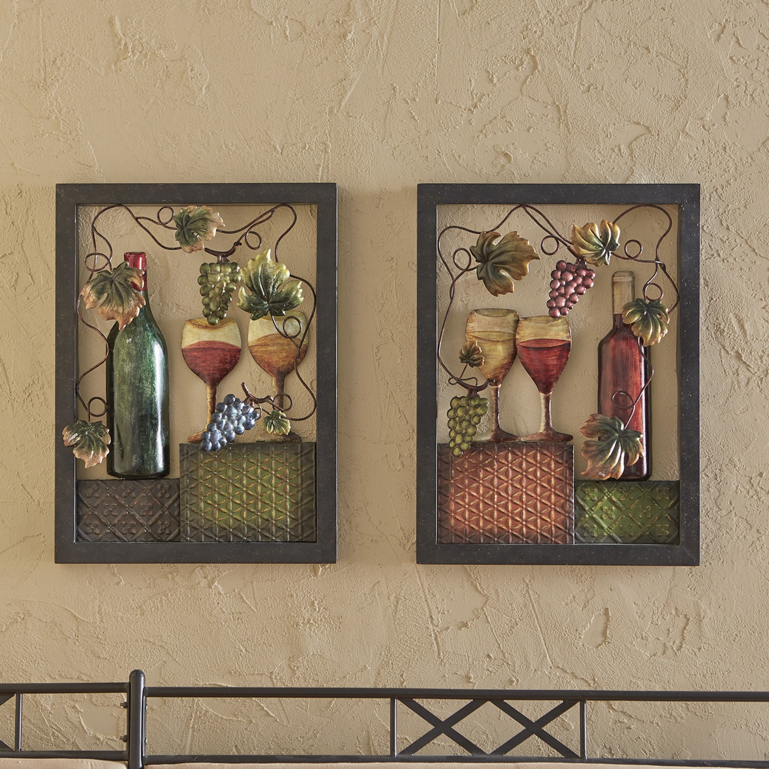 Set Of 2 Metal Wine Art Seventh Avenue