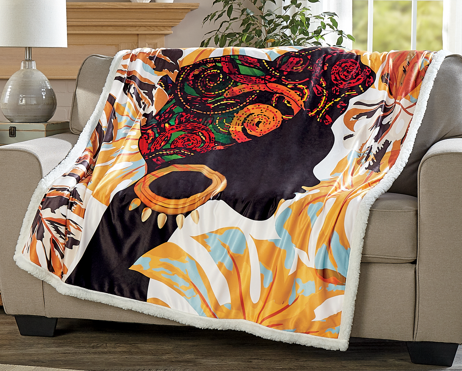 Novelty Sherpa Reversible Throw Seventh Avenue