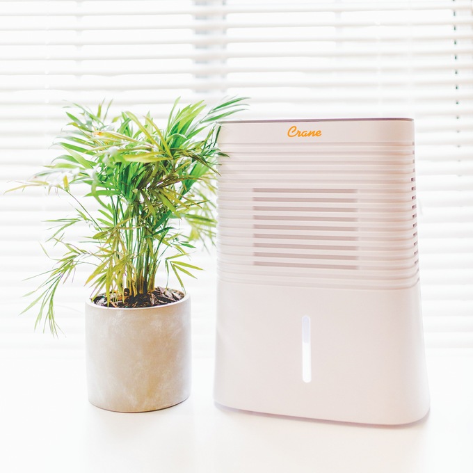 Crane 4-Pint Compact Dehumidifier, White, large