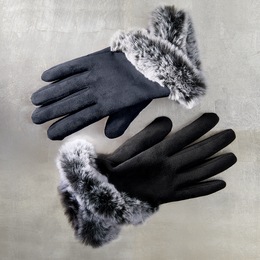 Faux-Fur Cuff Gloves, , large