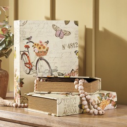 Set of 3 Decorative Storage Book Boxes, , large