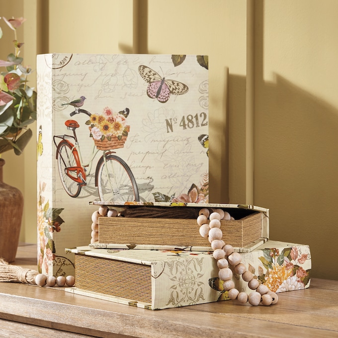 Set of 3 Decorative Storage Book Boxes, , large