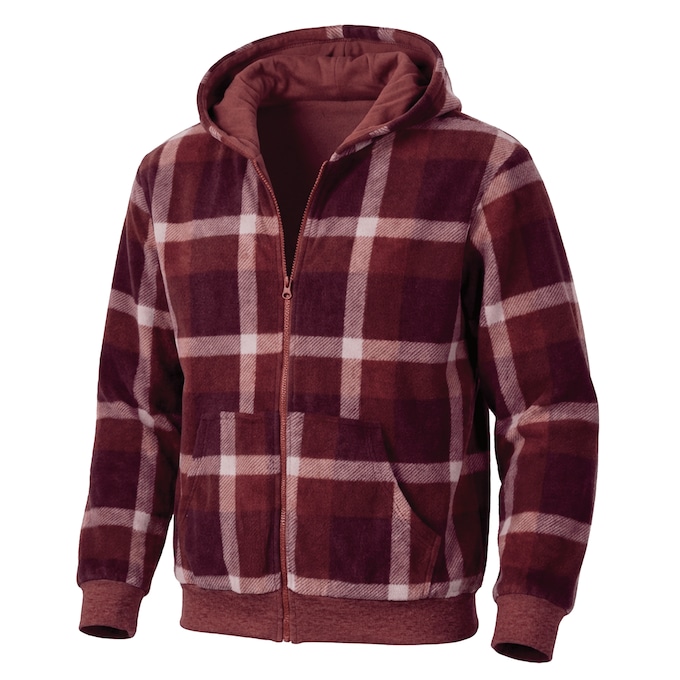 Men's Fleece Reversible Hoodie with Front Zipper and Kangaroo Pocket, , large
