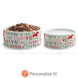 Personalized Holiday Pattern Large Pet Bowl, , large