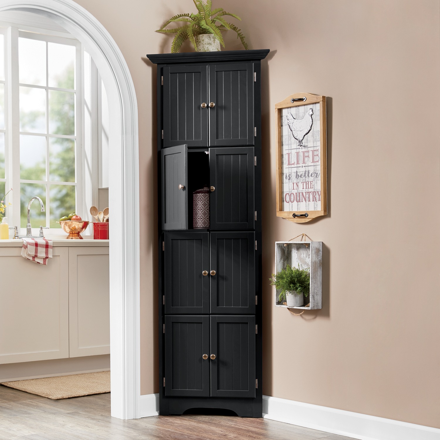 Westwick Tall Corner Storage Cabinet with 8 Doors | Seventh Avenue