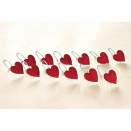 Set of 12 Heart Shower Curtain Hooks, , large
