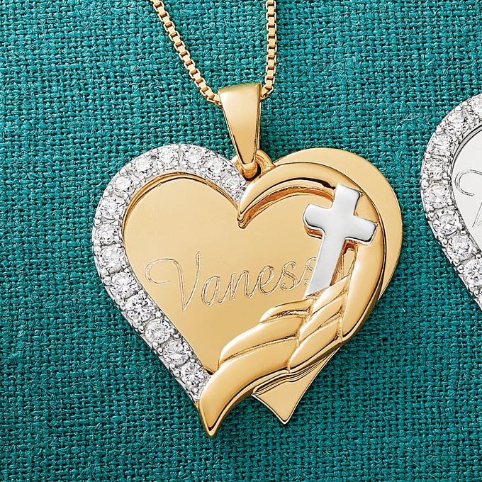 Heart Wing/Cross Pendant, , large