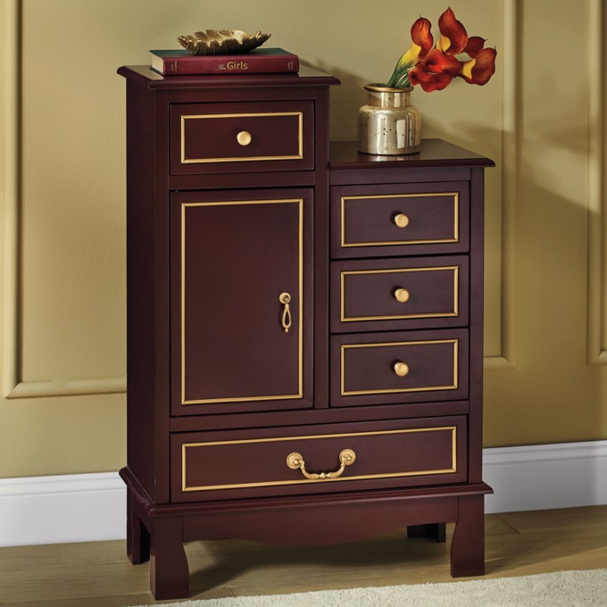Cherry Lacquer Offset Side Table, , large