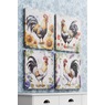 Set of 4 Floral Rooster Wall Art, Multi, large