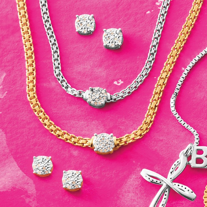Diamond Cluster Necklace and Earring Set, , large
